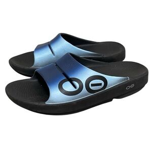 OOFOS OOahh Sport Slide Sandal Blue Arch Support Recovery Unisex EU 40 9W 7M